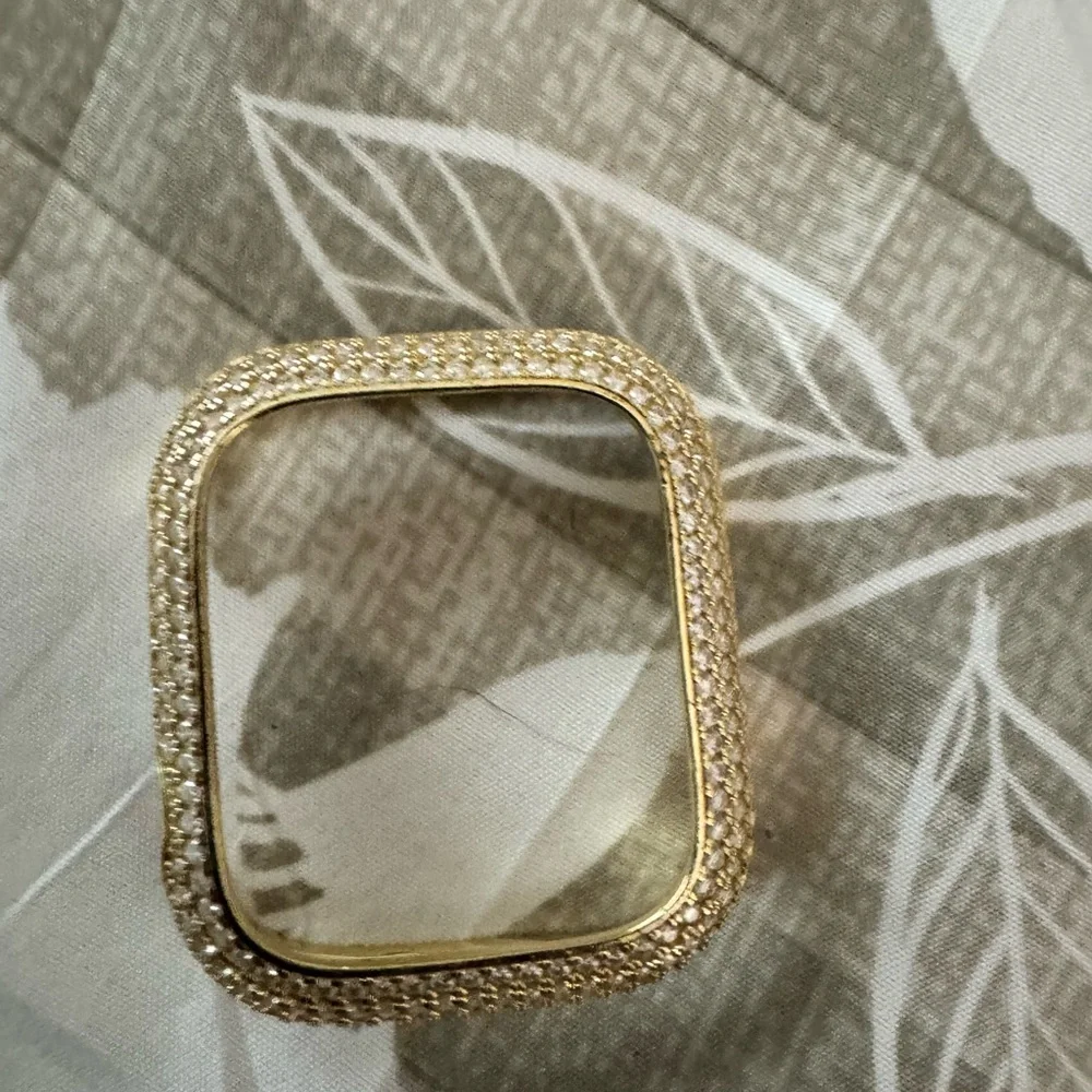 Gold Square Rhinestone Apple Watch cover with rhinestone for 45mm 46 mm watch